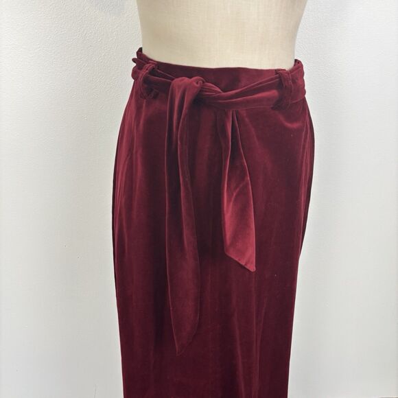 Vintage 70s John Meyer Burgundy Velvet Maxi Skirt Sz 14 Gothic Dark Romantic - Picture 3 of 8